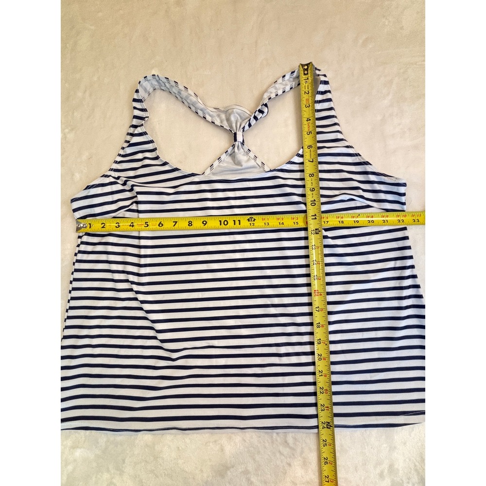 Navy Blue White Striped T-Back Racerback Tankini Swim Top Womens Plus Size 20W - Picture 2 of 4
